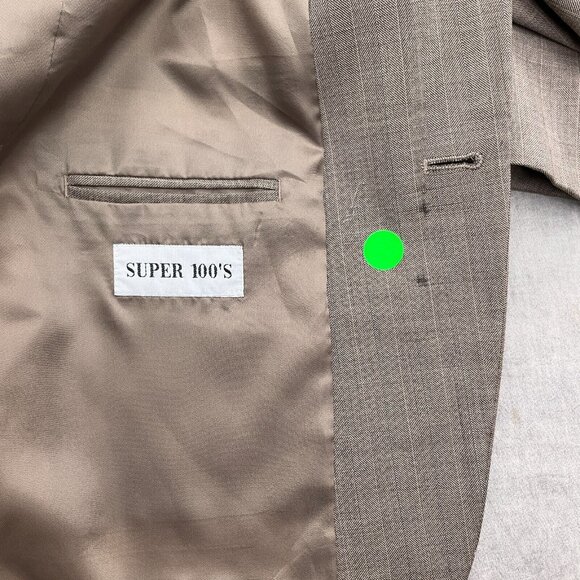 Linea Uomo Suit Men 40R 34Wx28L Brown Blue Stripe Super 100s Wool Classic Career - Picture 12 of 16